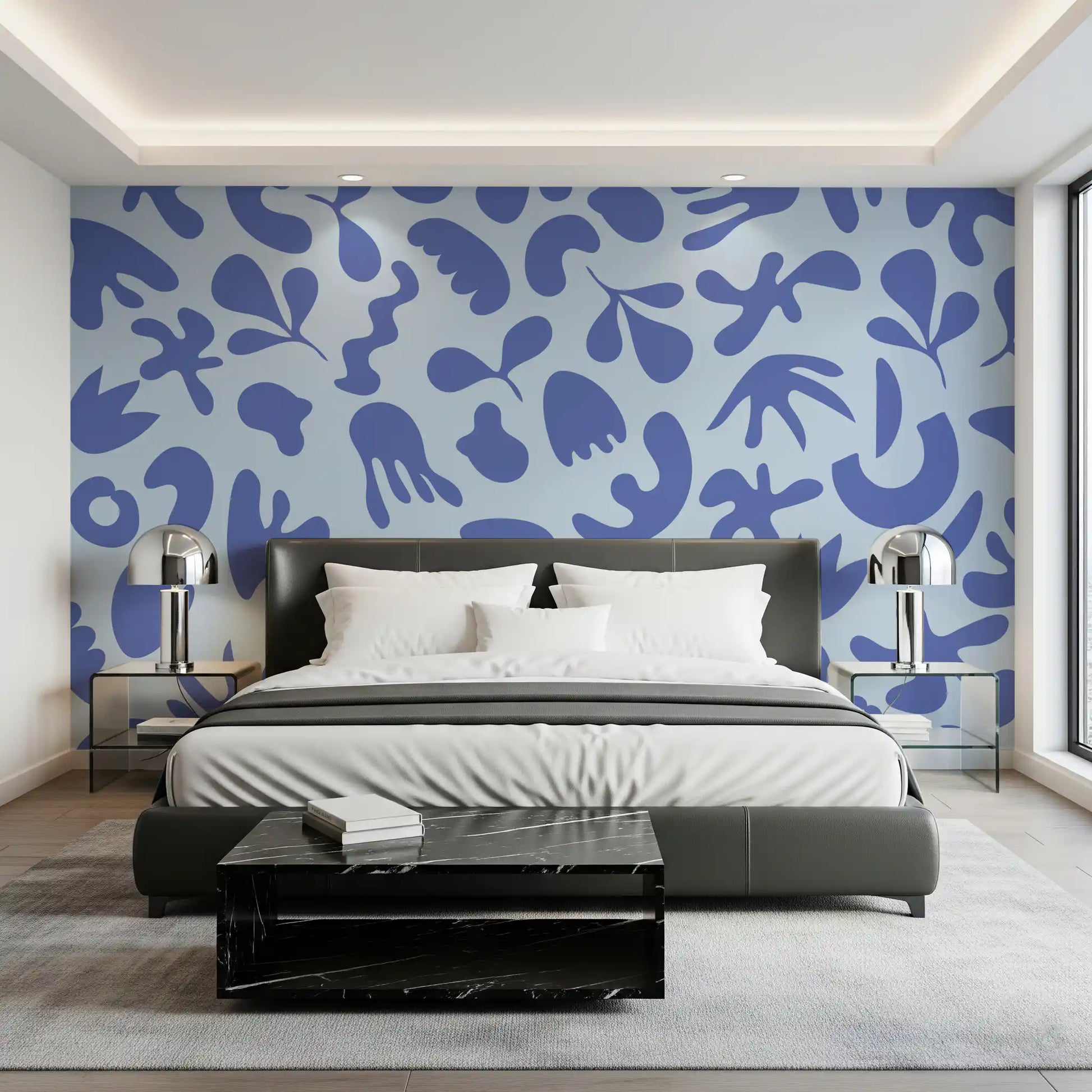 Decorative Organic Flow wall mural in a calm blue layout