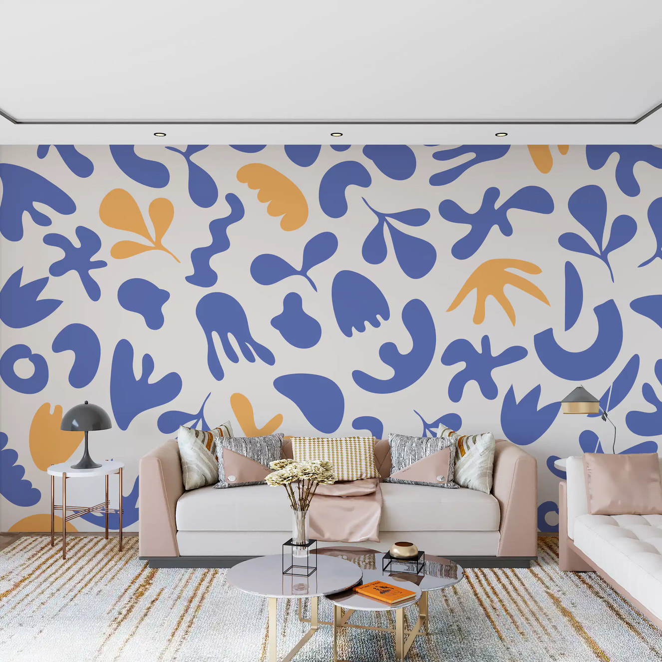 Flujo orgánico azul Wall Mural