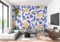 Fresh Blue wall mural with rounded organic movement