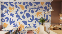 Soft-toned Organic Flow mural with playful blue form arrangement