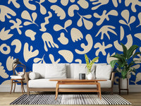 Hallway featuring Blue Flow Wall Mural and playful cream curved motifs