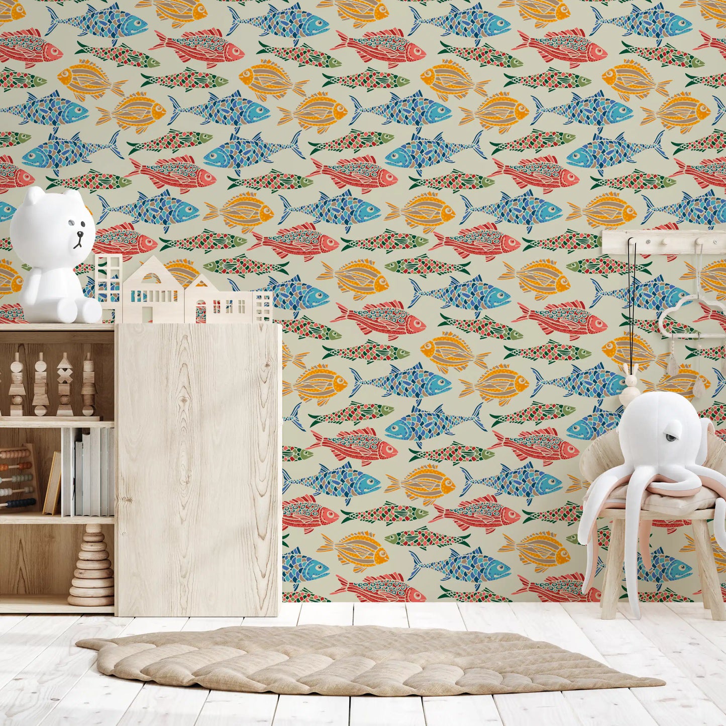 Mediterranean Sea Fish Bright Multicolored Red Blue Green Yellow Wallpaper⁠