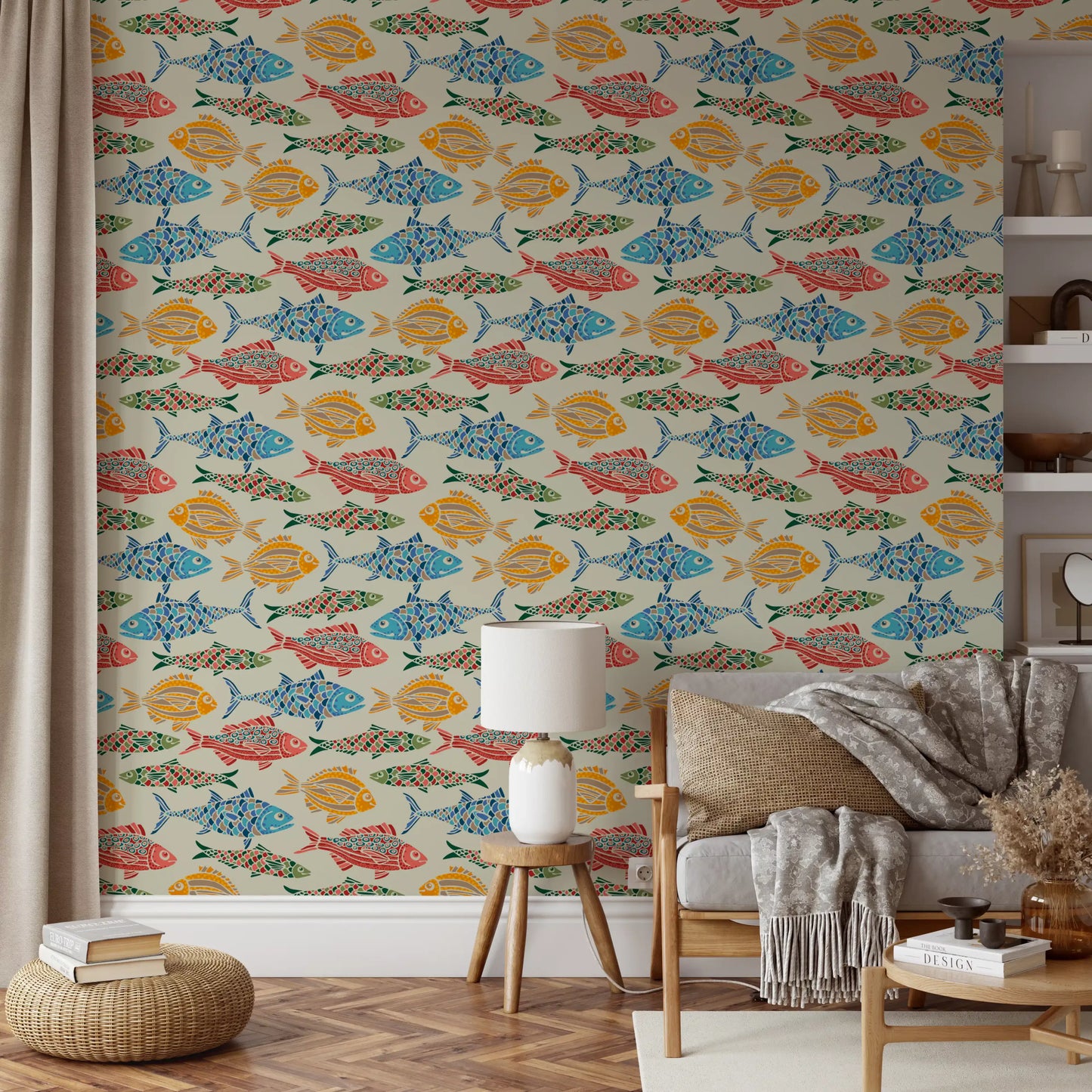 Mediterranean Sea Fish Bright Multicolored Red Blue Green Yellow Wallpaper⁠