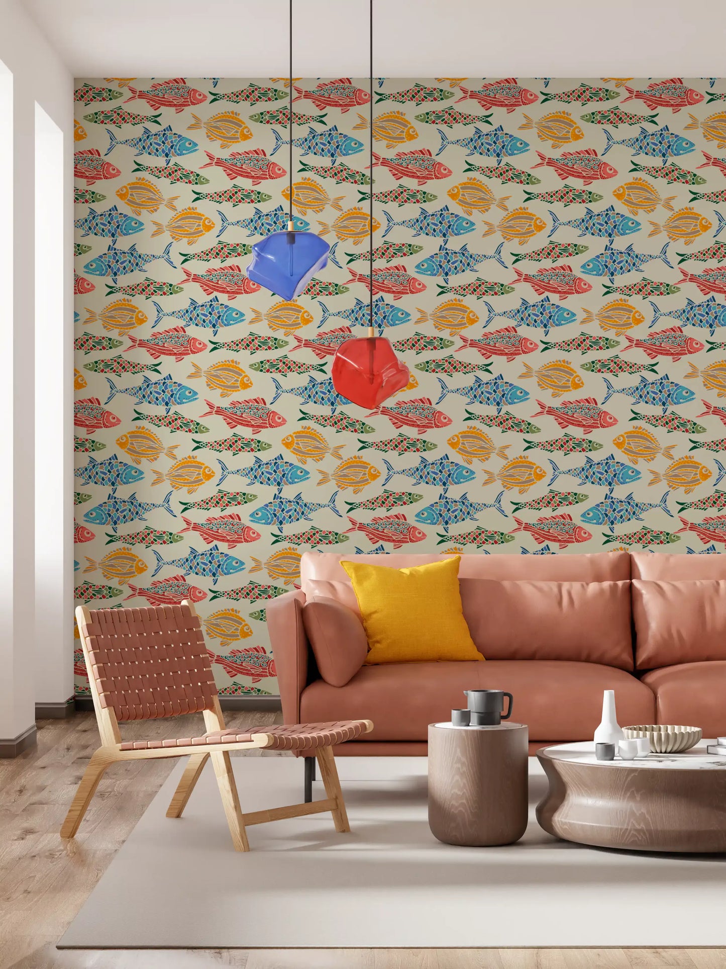 Mediterranean Sea Fish Bright Multicolored Red Blue Green Yellow Wallpaper⁠