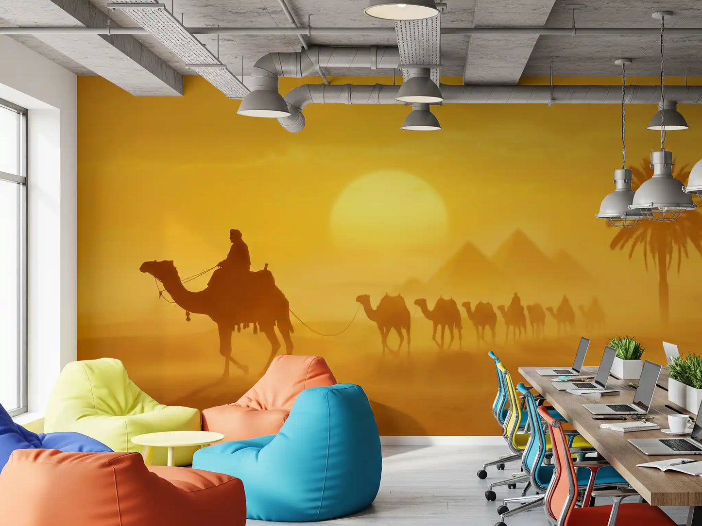 Sands of Time: Golden Desert Caravan Wall Mural
