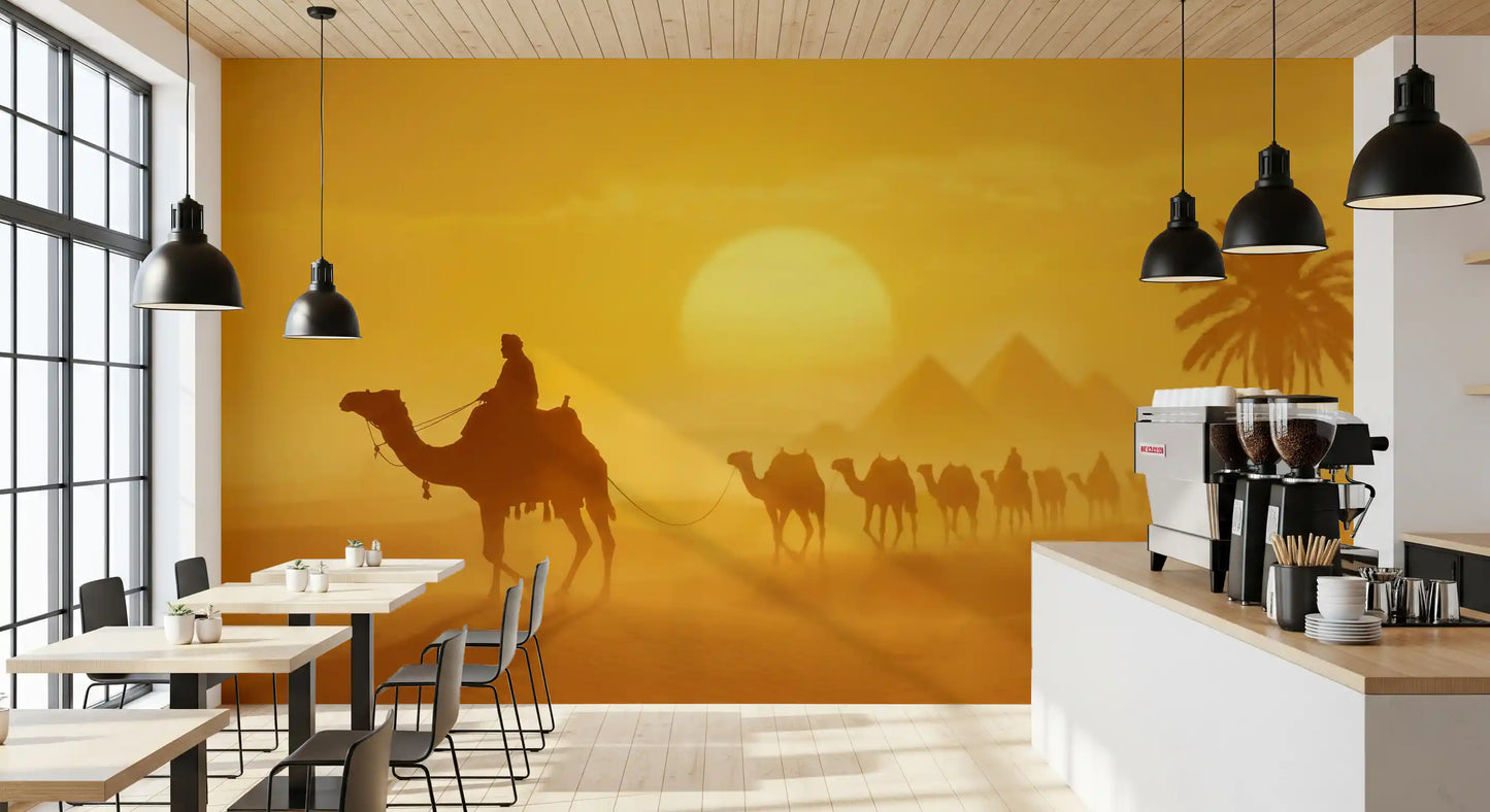 Sands of Time: Golden Desert Caravan Wall Mural