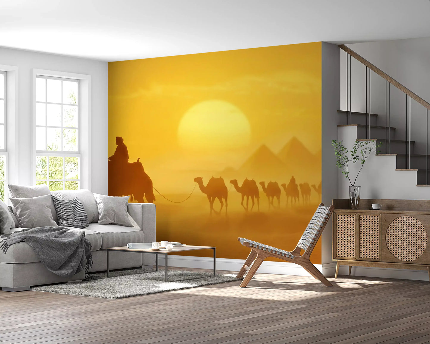 Sands of Time: Golden Desert Caravan Wall Mural