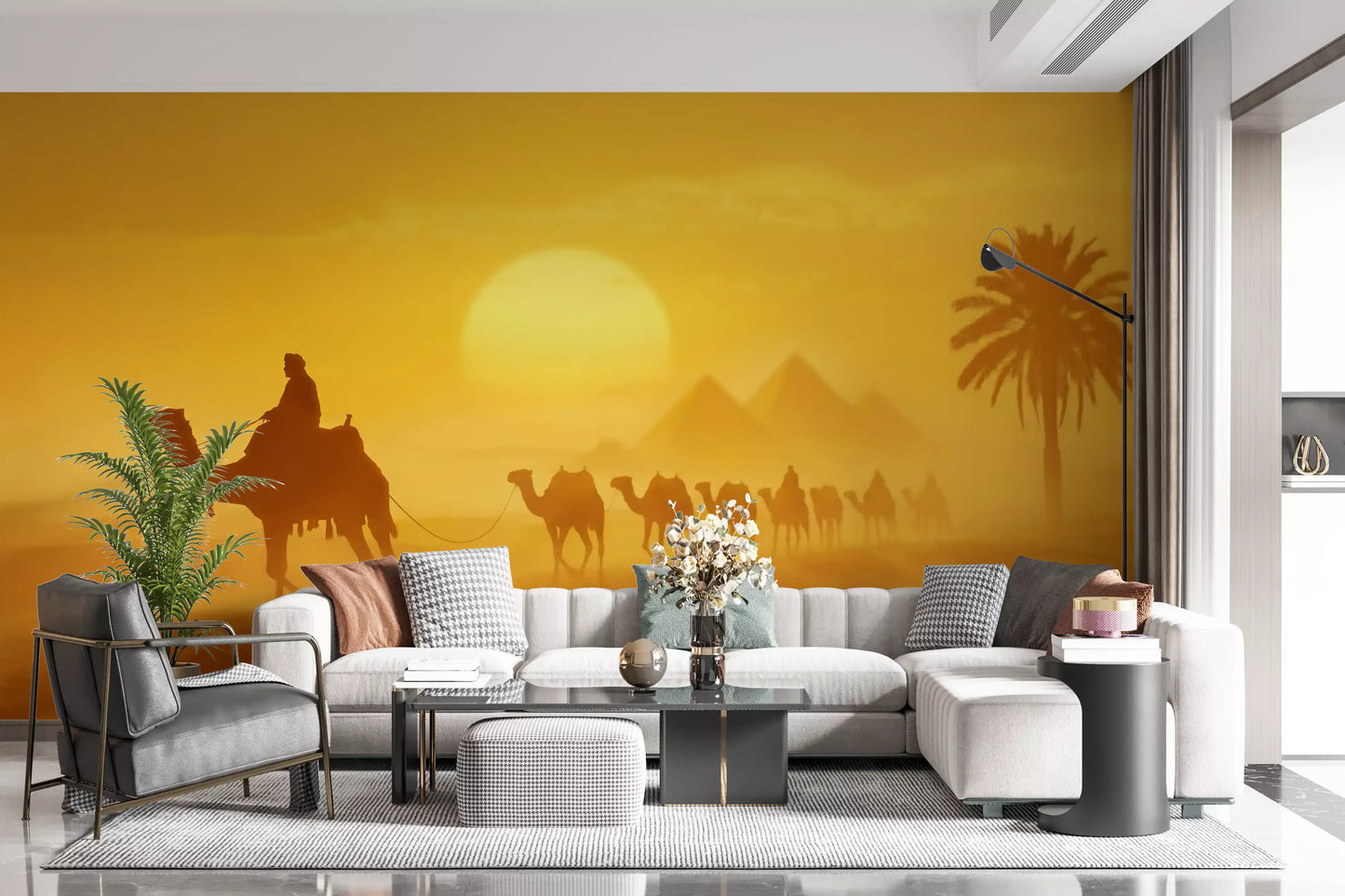Sands of Time: Golden Desert Caravan Wall Mural