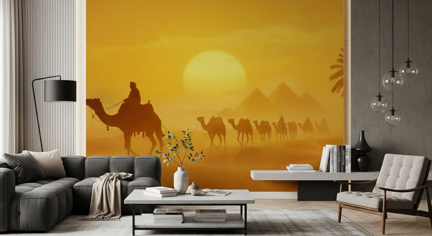 Sands of Time: Golden Desert Caravan Wall Mural