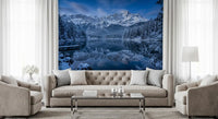Cold winter atmosphere of Alpine Winter Reflection Wall Mural.