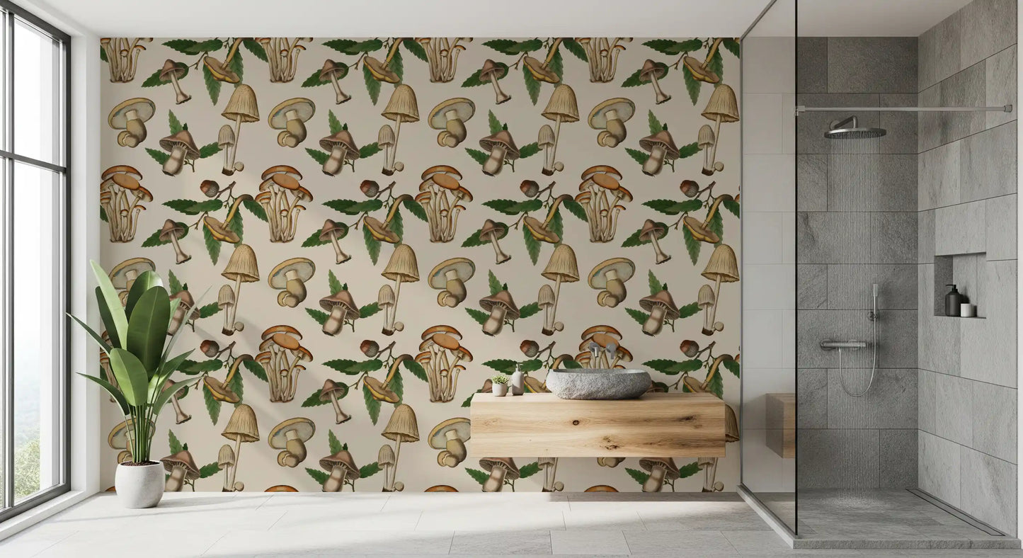 Hongos y bellotas de bosque antiguos Wallpaper⁠