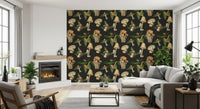 Hand-drawn mushrooms shape Forest Mushroom Pattern wallpaper with natural depth
