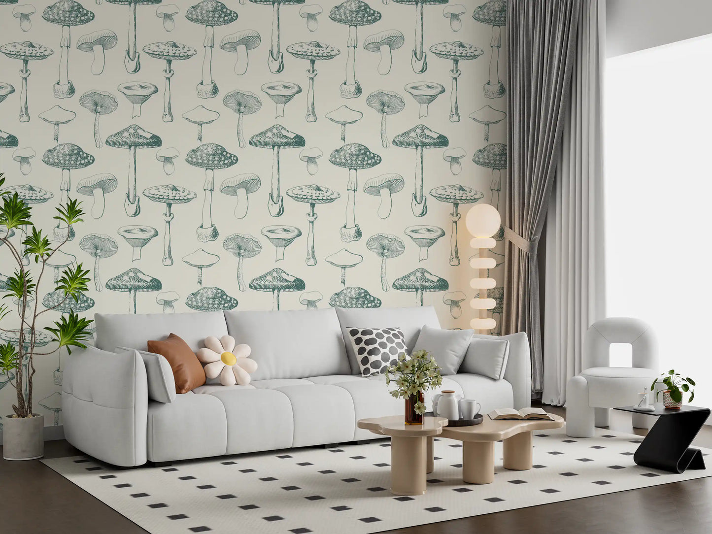 Archival mushroom sketches enrich Verdant Wallpaper Study with texture