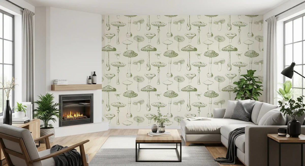 Botanical Mushroom Wallpaper with Ancient Woodland Character