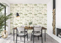 Botanical mushroom studies give Ancient Forest wallpaper a calm rhythm