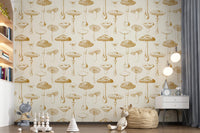 Warm ochre illustration gives Golden Sketchbook wallpaper a natural rhythm