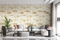 Botanical mushroom studies enrich Golden Mushroom Sketchbook wallpaper beautifully