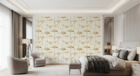 Clean vintage linework forms Mushroom Wallpaper with subtle woodland character