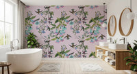 Soft bell-shaped blossoms define Enchanted Aviary wallpaper beautifully