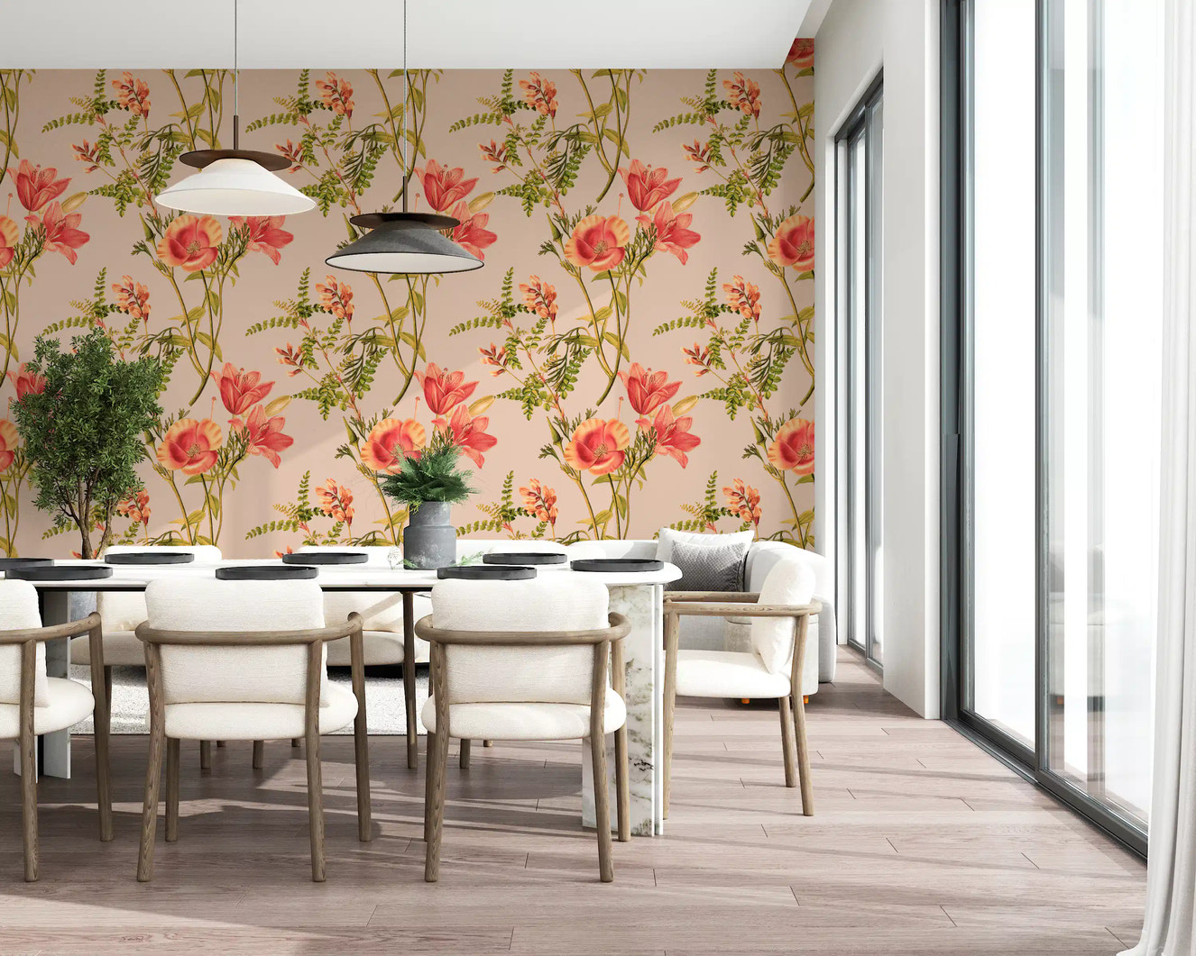 Flor de coral vintage Wallpaper⁠