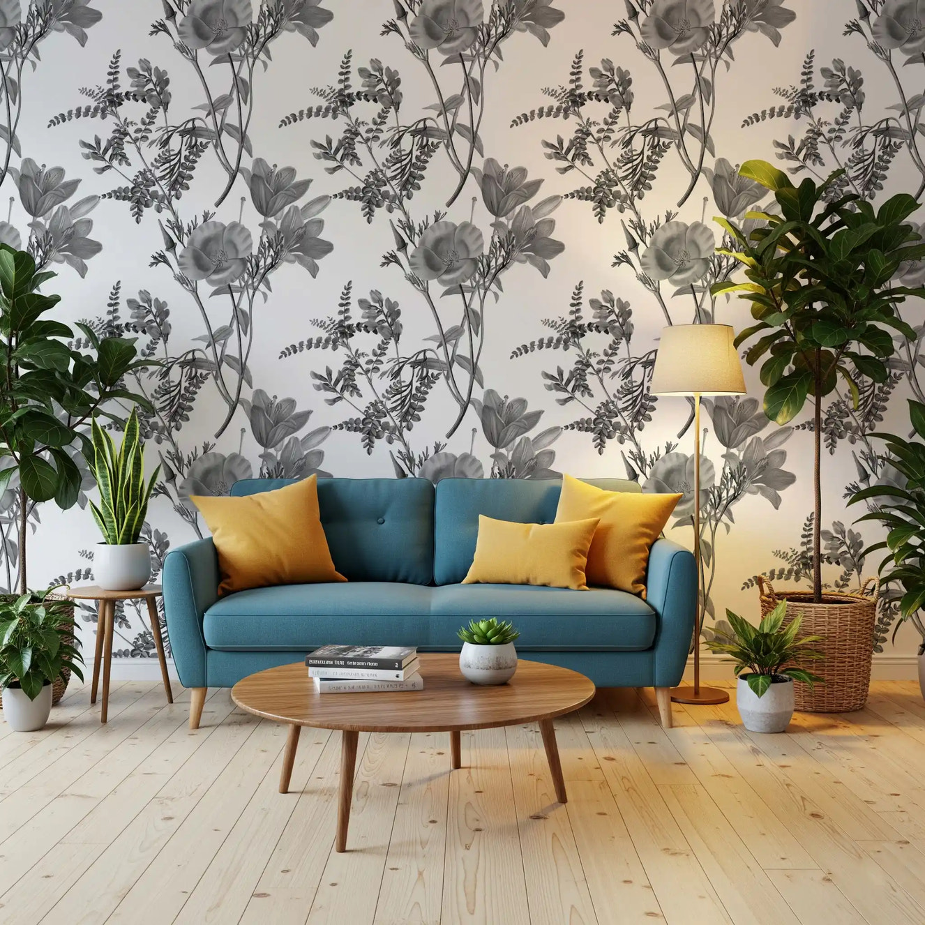 Grabado botánico monocromático Wallpaper⁠