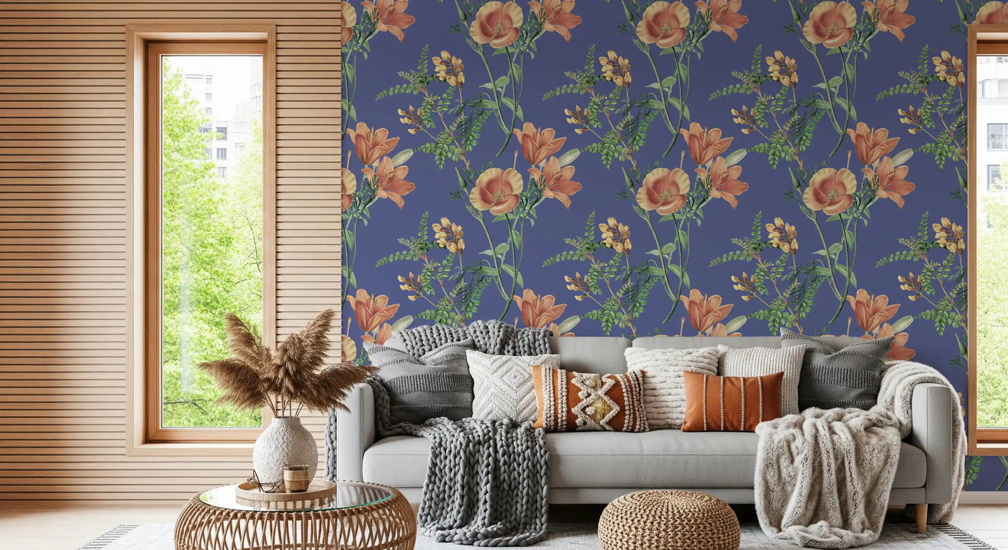 Flores antiguas sobre fondo de vinca Wallpaper⁠