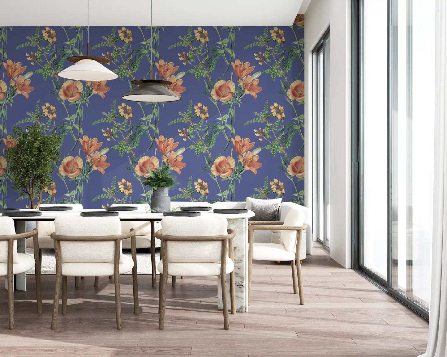 Flores antiguas sobre fondo de vinca Wallpaper⁠