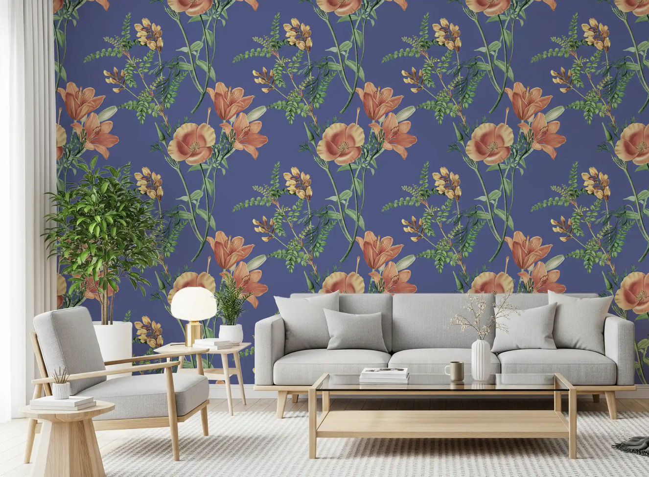 Flores antiguas sobre fondo de vinca Wallpaper⁠