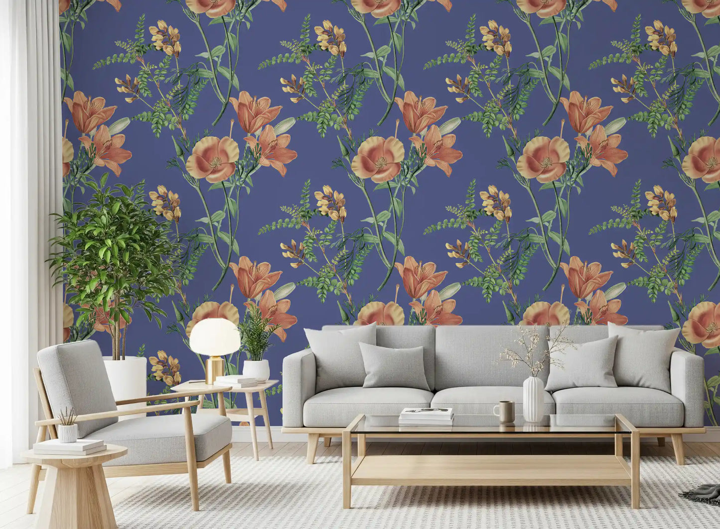 Flores antiguas sobre fondo de vinca Wallpaper⁠