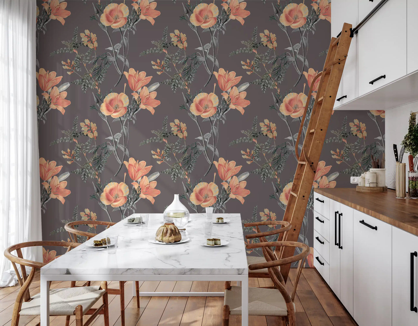 Elegancia botánica de melocotón y salvia Wallpaper⁠