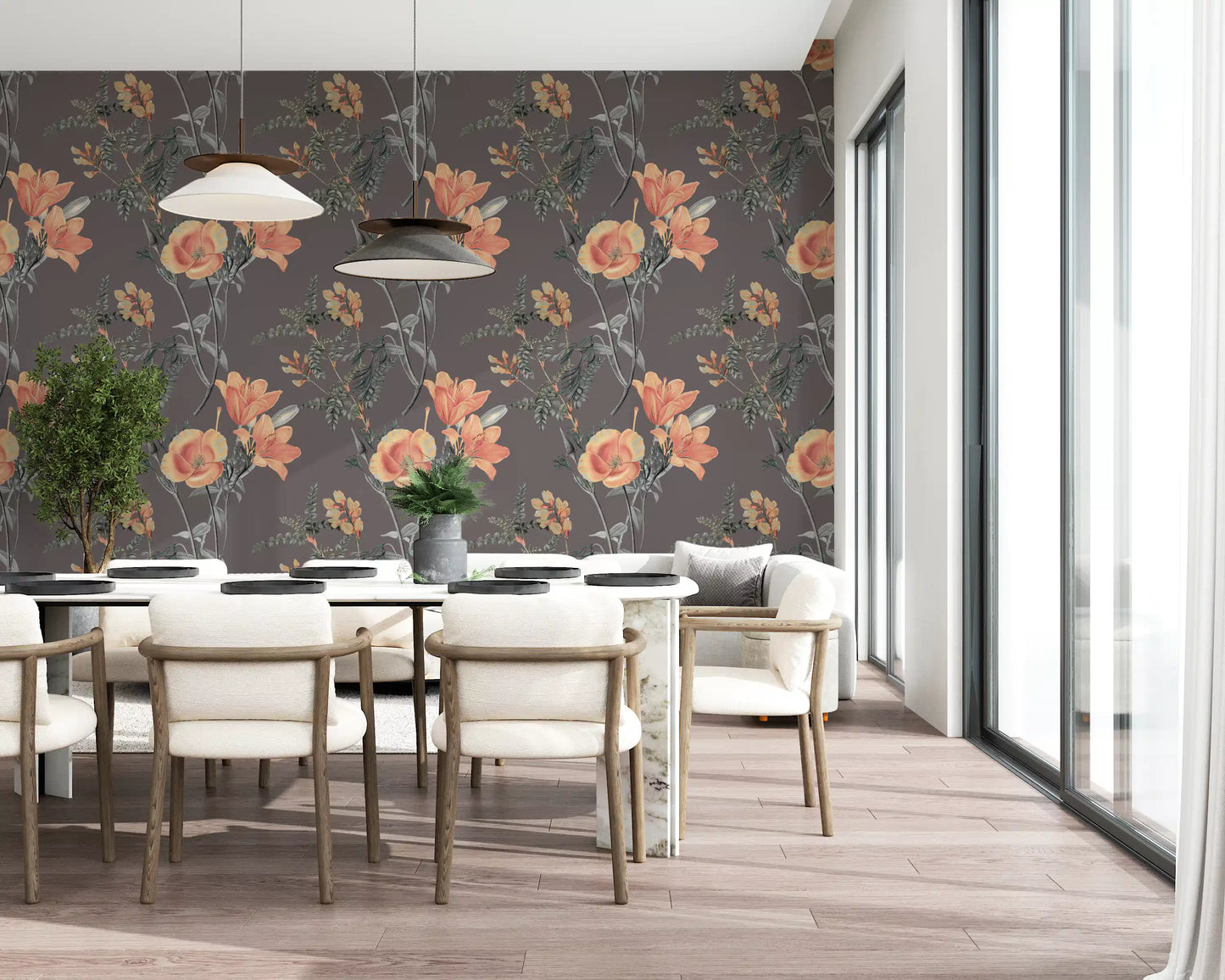 Elegancia botánica de melocotón y salvia Wallpaper⁠