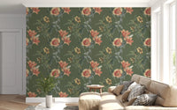 Flores tradicionales en olivo Wallpaper⁠