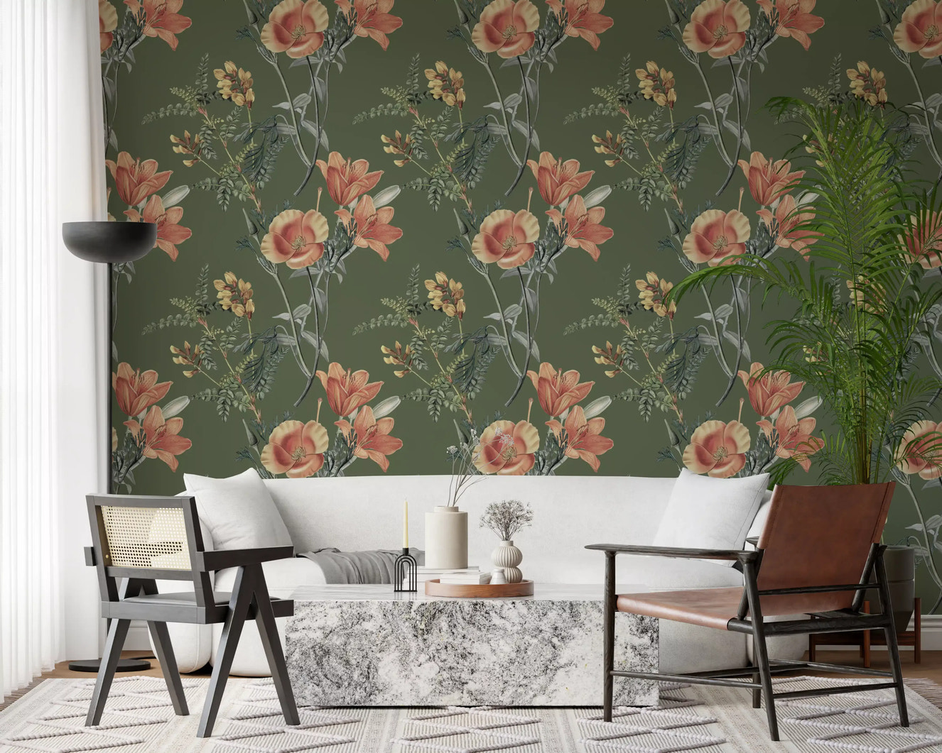 Flores tradicionales en olivo Wallpaper⁠