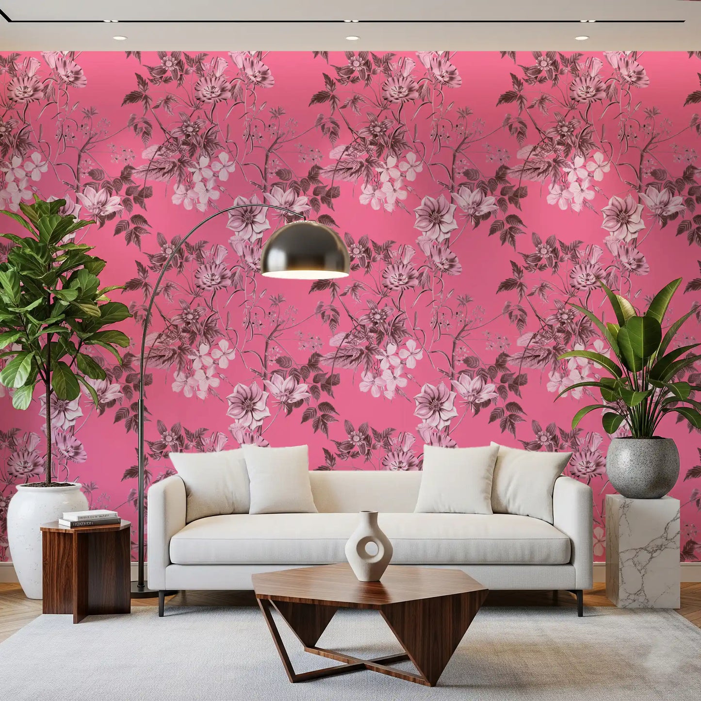 Grabados florales fucsia Wallpaper⁠