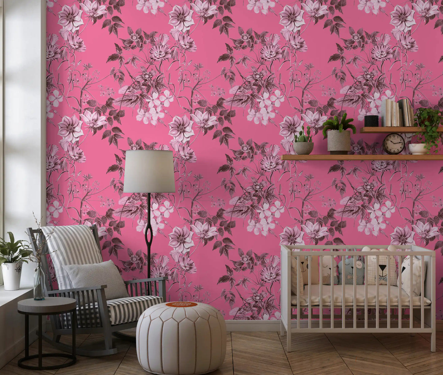 Grabados florales fucsia Wallpaper⁠