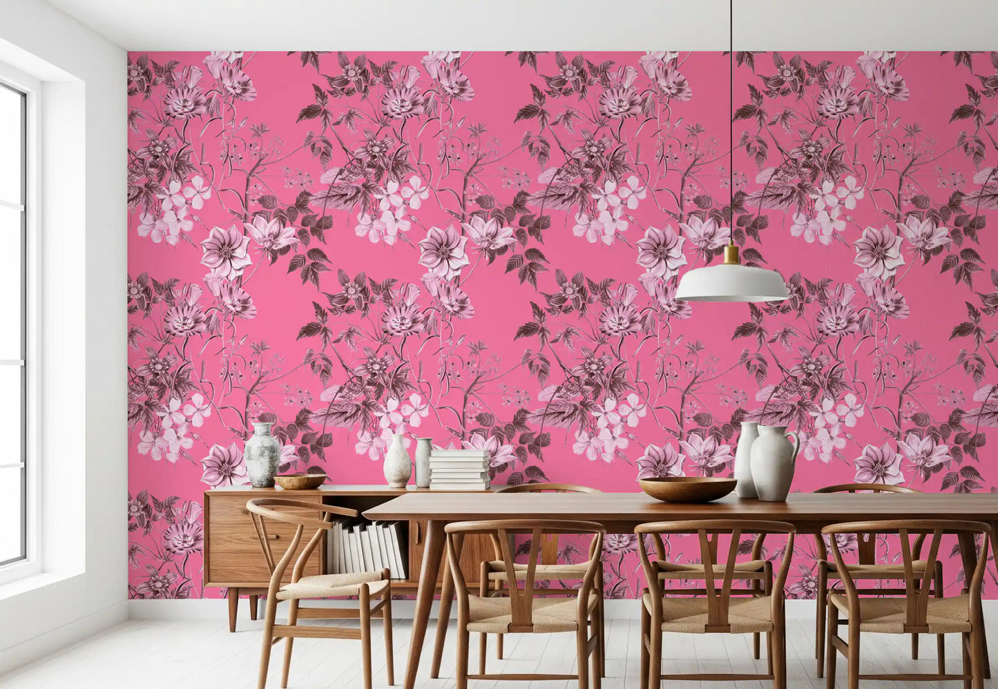 Grabados florales fucsia Wallpaper⁠
