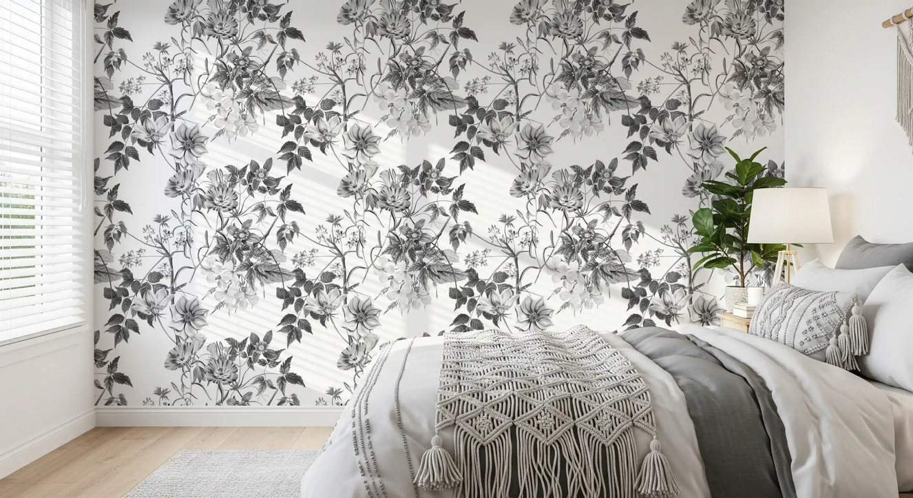 Grabados botánicos monocromáticos Wallpaper⁠