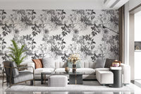 Monochrome leaf wallpaper with Monochromatic Botanical flower detail