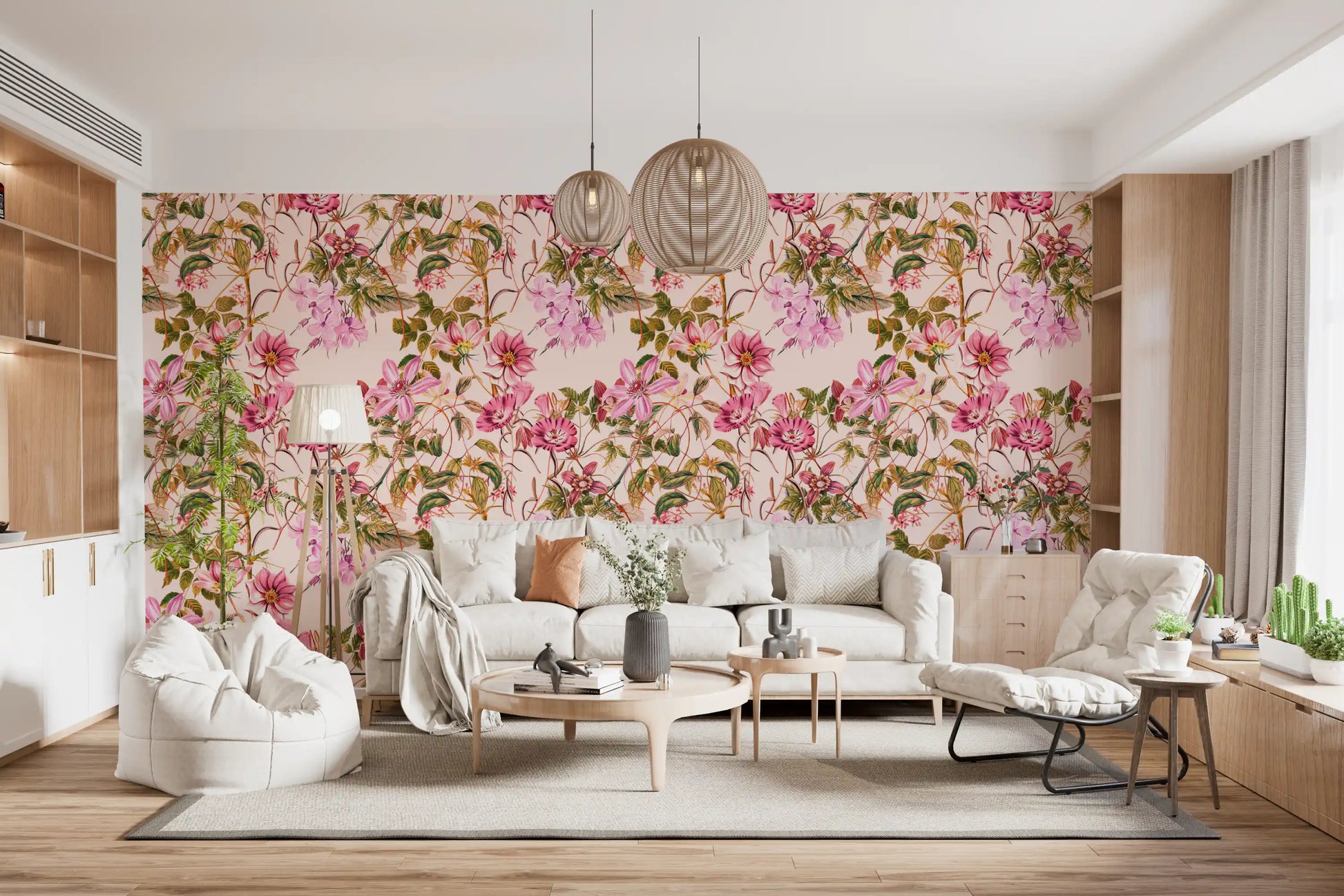 Light blossom wallpaper with Floral Elegance floral art and greenery