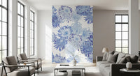Blue Chrysanthemum Cascade Wall Mural
