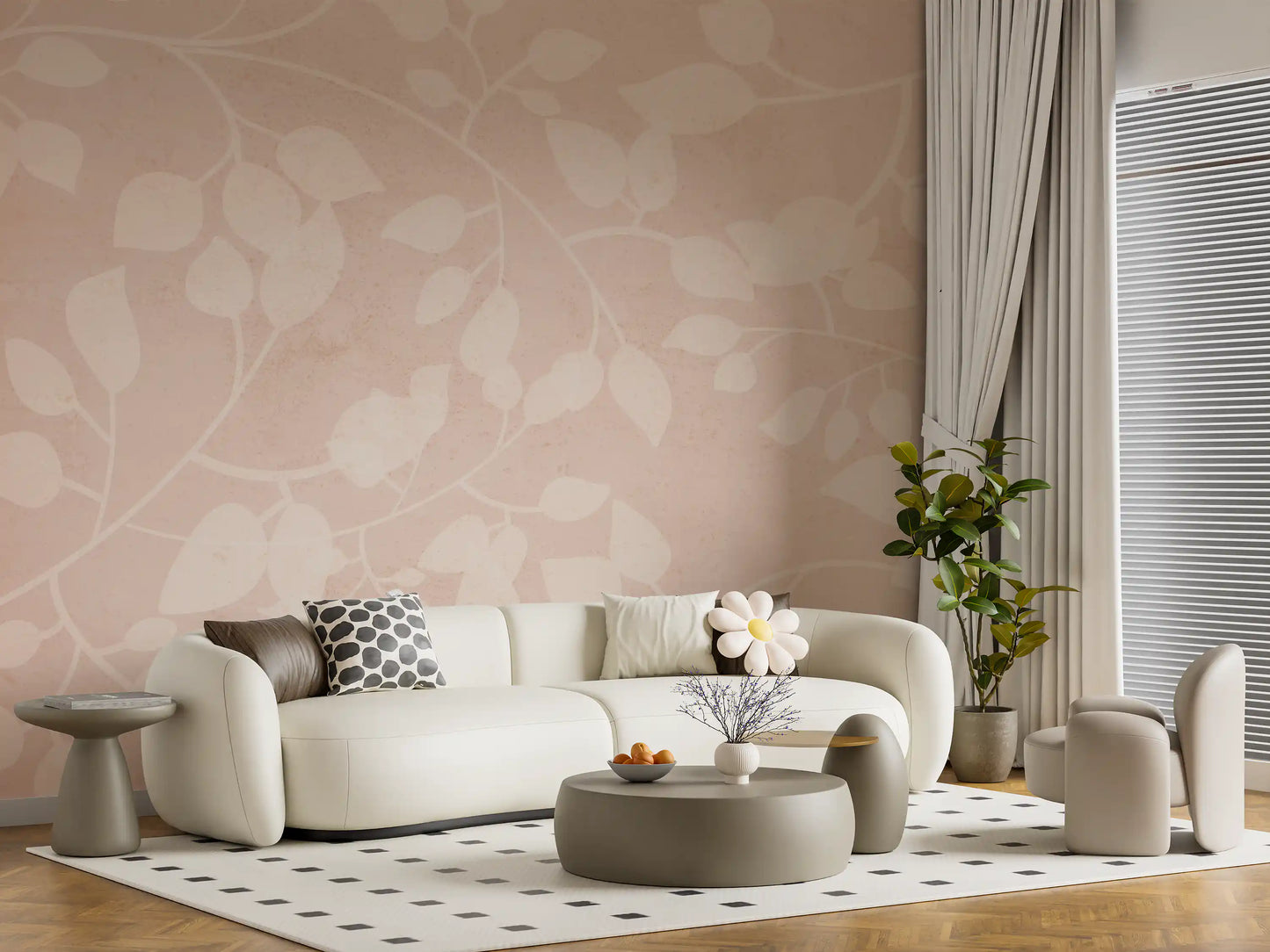 Botanical Embrace Blush Wall Mural