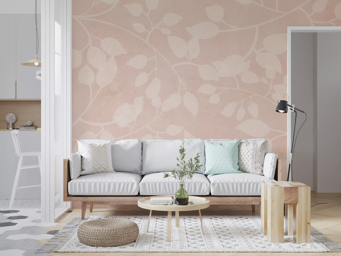 Botanical Embrace Blush Wall Mural