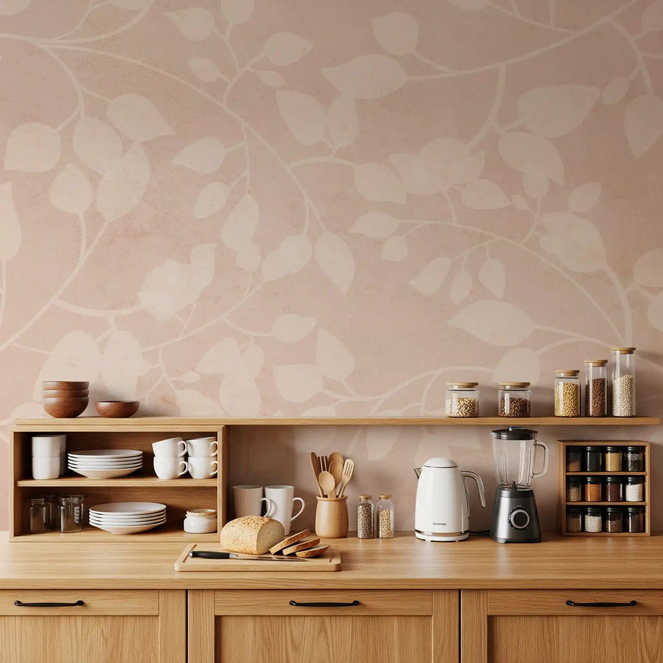 Botanical Embrace Blush Wall Mural
