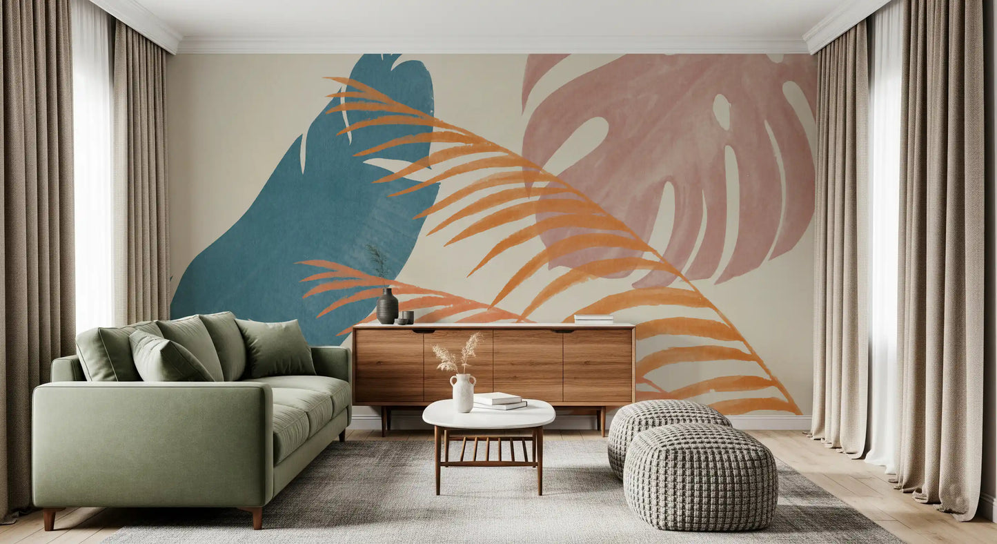 Mid-Century Foliage Flow Wall Mural