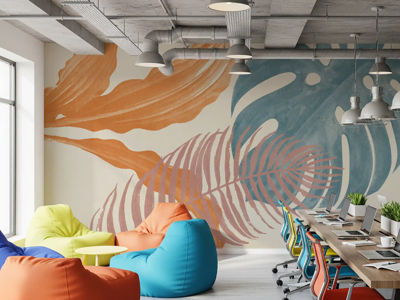 Tropical Leaves Muted Wall Mural