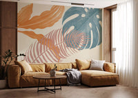 Tropical Leaves Muted Wall Mural