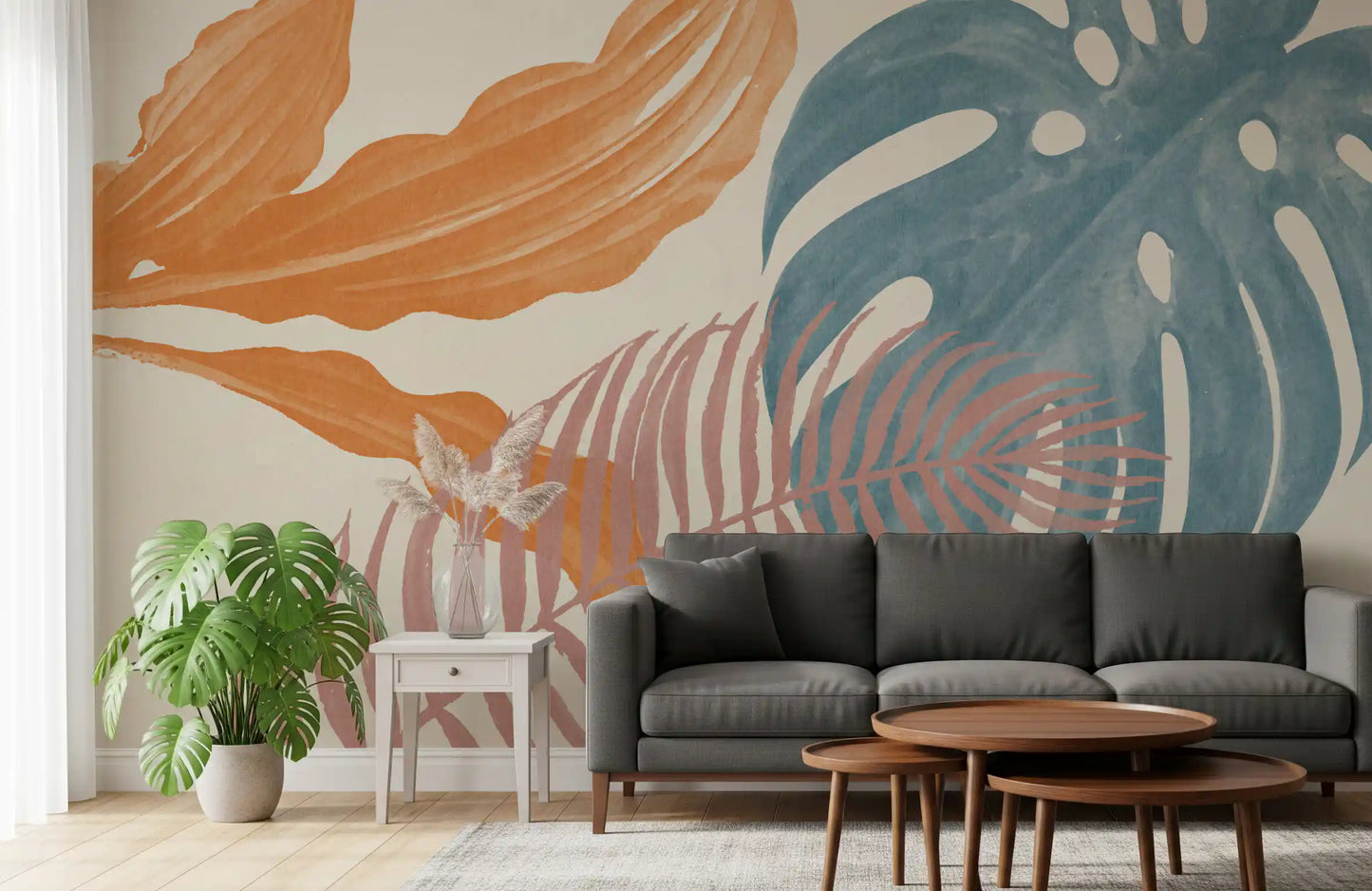 Tropical Leaves Muted Wall Mural