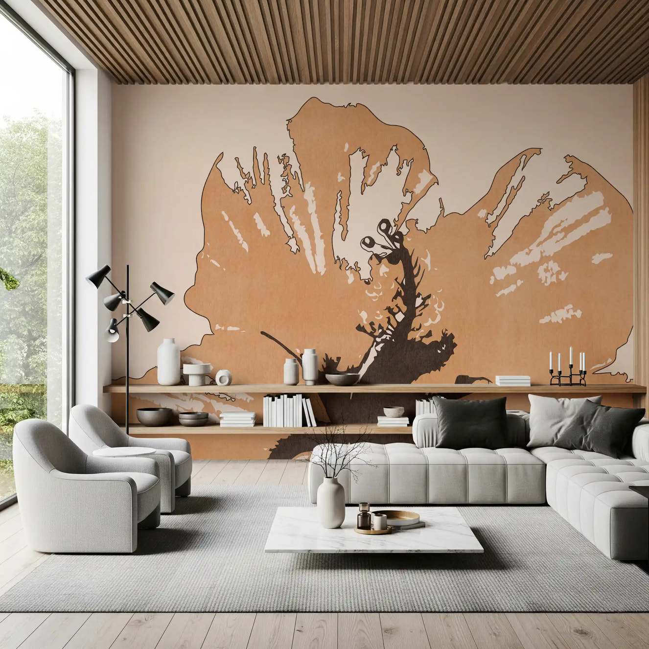 Terra Bloom Silhouette Wall Mural