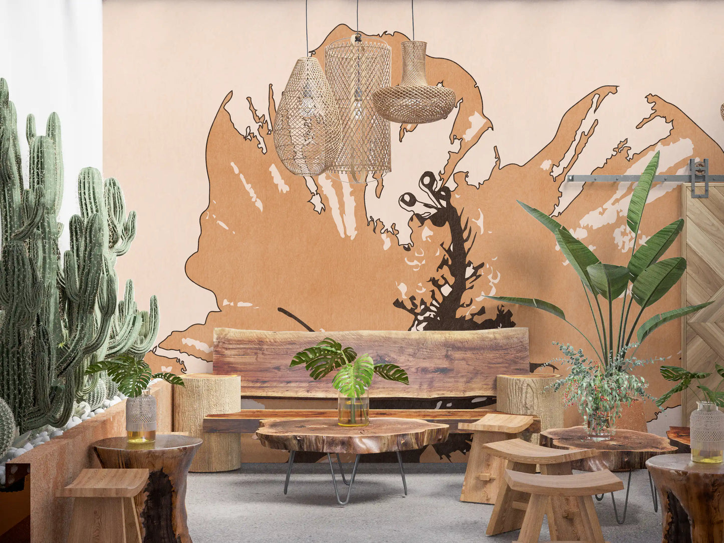 Terra Bloom Silhouette Wall Mural