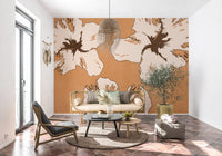The Warm Mix of Hibiscus wall mural gives the Living room a botanical focus.